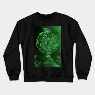 jade quetzalcoatl and the aztec calendar in teotihuacan ecopop mexican pattern Crewneck Sweatshirt